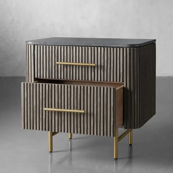 Finnley Closed Nightstand Marble Double Drawers Chest Bedside Table - Image 20