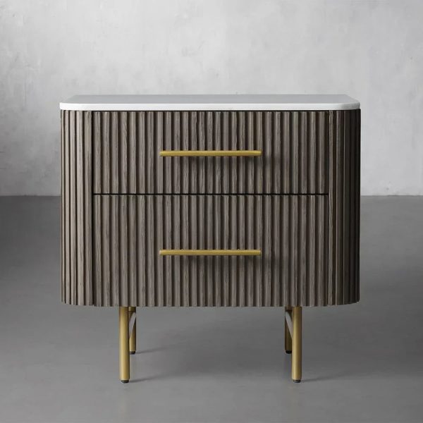 Finnley Closed Nightstand Marble Double Drawers Chest Bedside Table - Image 22