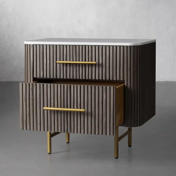 Finnley Closed Nightstand Marble Double Drawers Chest Bedside Table - Image 23