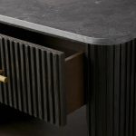 Finnley Open Nightstand Natural Stone Top Bedside Table Wood Bedroom Cabinet - Image 3
