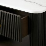 Finnley Open Nightstand Natural Stone Top Bedside Table Wood Bedroom Cabinet - Image 7