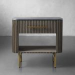Finnley Open Nightstand Natural Stone Top Bedside Table Wood Bedroom Cabinet - Image 8