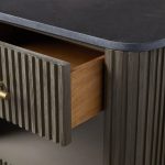 Finnley Open Nightstand Natural Stone Top Bedside Table Wood Bedroom Cabinet - Image 10