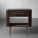 Finnley Open Nightstand Natural Stone Top Bedside Table Wood Bedroom Cabinet - Image 14