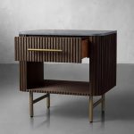 Finnley Open Nightstand Natural Stone Top Bedside Table Wood Bedroom Cabinet - Image 15