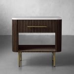 Finnley Open Nightstand Natural Stone Top Bedside Table Wood Bedroom Cabinet - Image 17