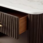 Finnley Open Nightstand Natural Stone Top Bedside Table Wood Bedroom Cabinet - Image 19