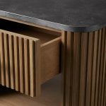 Finnley Open Nightstand Natural Stone Top Bedside Table Wood Bedroom Cabinet - Image 22