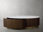 Finnley Round Storage Coffee Table Living Room Stone Center Tea Table - Image 4