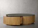 Finnley Round Storage Coffee Table Living Room Stone Center Tea Table - Image 2