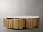 Finnley Round Storage Coffee Table Living Room Stone Center Tea Table - Image 5