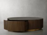 Finnley Round Storage Coffee Table Living Room Stone Center Tea Table - Image 3