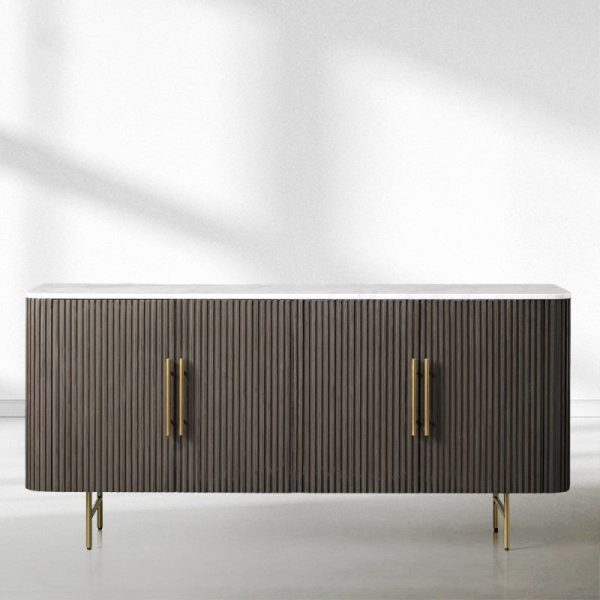 Finnley Wood Sideboard Marble Countertop Buffet Storage Cabinet Rural Entryways Cabinet - Image 13