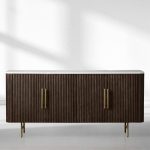 Finnley Wood Sideboard Marble Countertop Buffet Storage Cabinet Rural Entryways Cabinet - Image 9