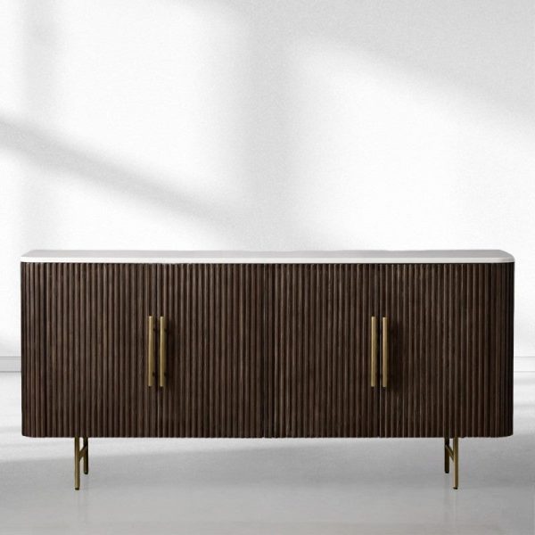 Finnley Wood Sideboard Marble Countertop Buffet Storage Cabinet Rural Entryways Cabinet - Image 9