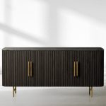 Finnley Wood Sideboard Marble Countertop Buffet Storage Cabinet Rural Entryways Cabinet - Image 4