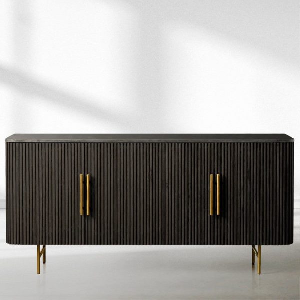 Finnley Wood Sideboard Marble Countertop Buffet Storage Cabinet Rural Entryways Cabinet - Image 4
