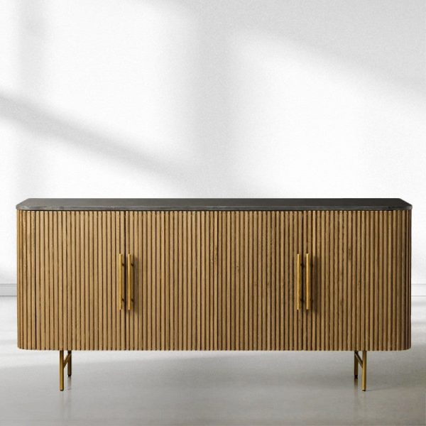 Finnley Wood Sideboard Marble Countertop Buffet Storage Cabinet Rural Entryways Cabinet - Image 8