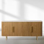 Finnley Wood Sideboard Marble Countertop Buffet Storage Cabinet Rural Entryways Cabinet - Image 5