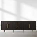 Finnley Marble Top Sideboard Wood Bluestone Top Buffet Cabinet with Drawers - Image 4