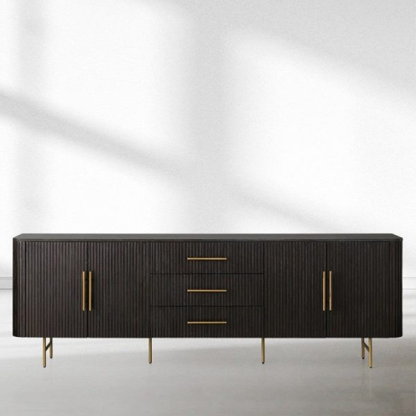 Finnley Marble Top Sideboard Wood Bluestone Top Buffet Cabinet with Drawers - Image 4