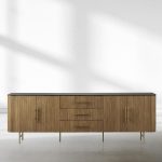 Finnley Marble Top Sideboard Wood Bluestone Top Buffet Cabinet with Drawers - Image 8