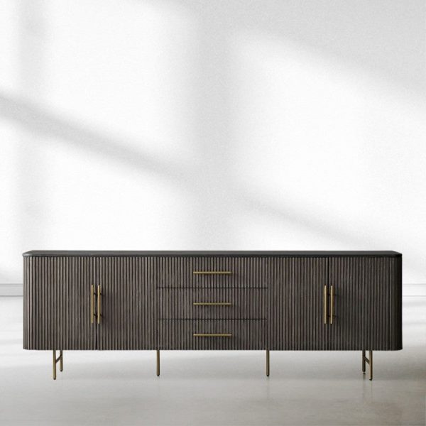 Finnley Marble Top Sideboard Wood Bluestone Top Buffet Cabinet with Drawers - Image 6