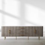 Finnley Marble Top Sideboard Wood Bluestone Top Buffet Cabinet with Drawers - Image 5