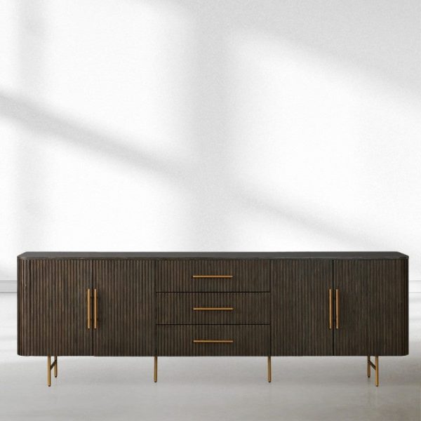 Finnley Marble Top Sideboard Wood Bluestone Top Buffet Cabinet with Drawers - Image 10