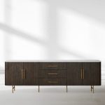 Finnley Marble Top Sideboard Wood Bluestone Top Buffet Cabinet with Drawers - Image 9