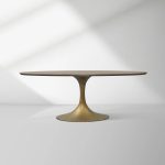 Aero Oval Solid Wood Dining Table Tulip Round Dining Table with Cast Steel Base - Image 8