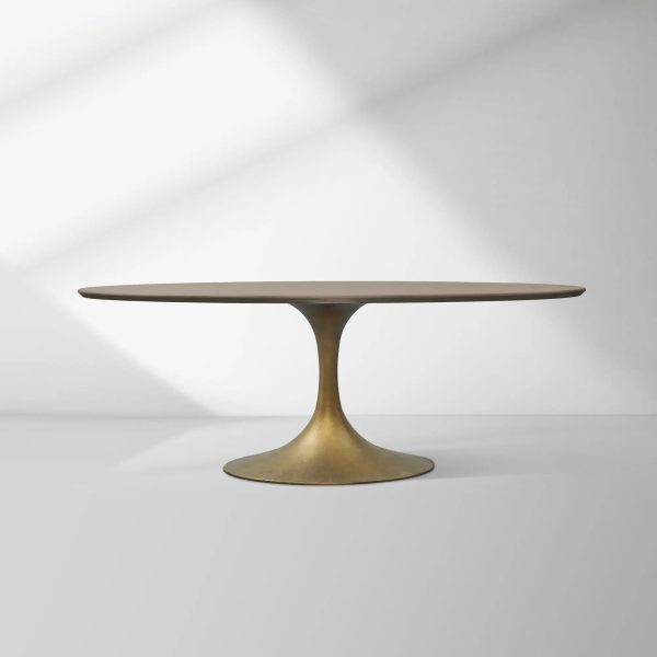 Aero Oval Solid Wood Dining Table Tulip Round Dining Table with Cast Steel Base - Image 8