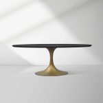 Aero Oval Solid Wood Dining Table Tulip Round Dining Table with Cast Steel Base