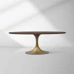 Aero Oval Solid Wood Dining Table Tulip Round Dining Table with Cast Steel Base - Image 4