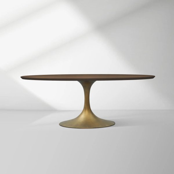 Aero Oval Solid Wood Dining Table Tulip Round Dining Table with Cast Steel Base - Image 4