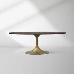 Aero Oval Solid Wood Dining Table Tulip Round Dining Table with Cast Steel Base - Image 3