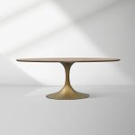 Aero Oval Solid Wood Dining Table Tulip Round Dining Table with Cast Steel Base - Image 9