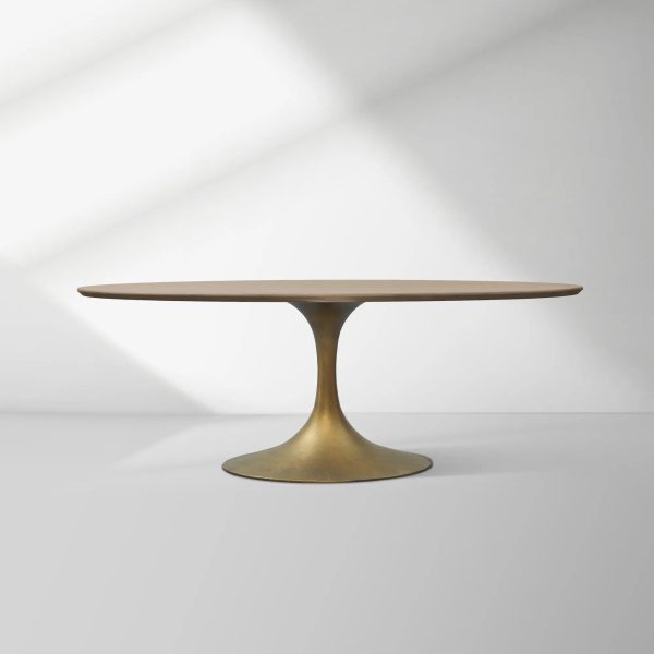Aero Oval Solid Wood Dining Table Tulip Round Dining Table with Cast Steel Base - Image 9