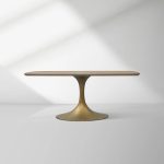 Aero Saint Germain Solid Oak Top Dining Table Tulip Rectangular Dining Table with Launette Base - Image 43