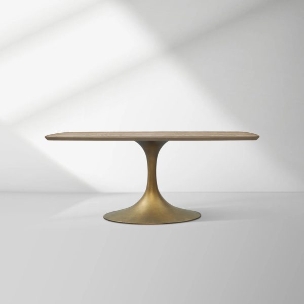 Aero Saint Germain Solid Oak Top Dining Table Tulip Rectangular Dining Table with Launette Base - Image 43
