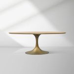 Aero Oval Solid Wood Dining Table Tulip Round Dining Table with Cast Steel Base - Image 7