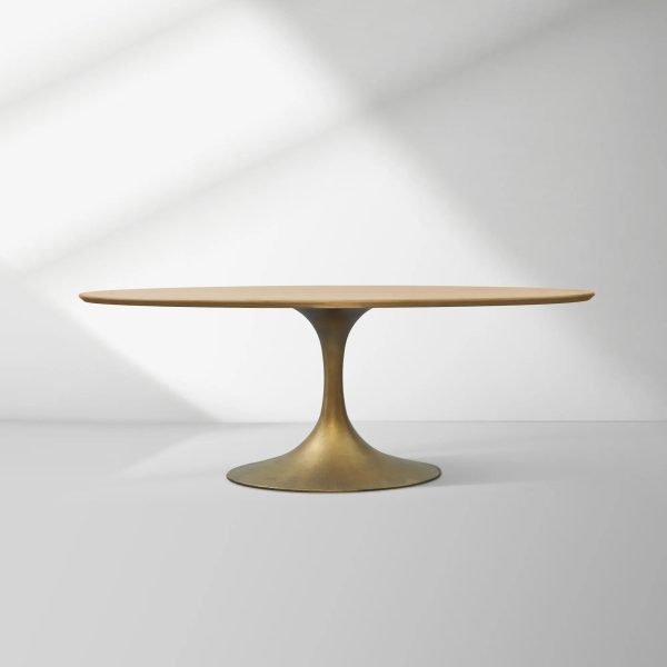 Aero Oval Solid Wood Dining Table Tulip Round Dining Table with Cast Steel Base - Image 7