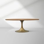 Aero Oval Solid Wood Dining Table Tulip Round Dining Table with Cast Steel Base - Image 6