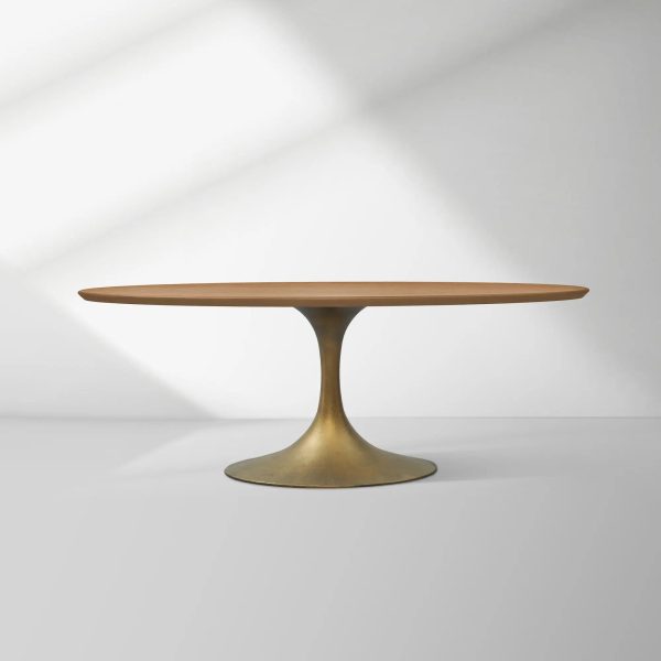 Aero Oval Solid Wood Dining Table Tulip Round Dining Table with Cast Steel Base - Image 6