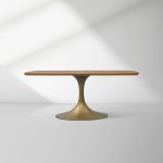 Aero Saint Germain Solid Oak Top Dining Table Tulip Rectangular Dining Table with Launette Base - Image 40