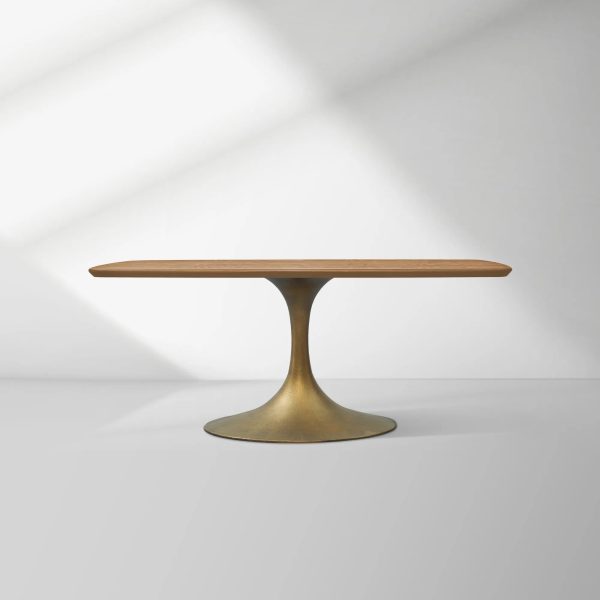 Aero Saint Germain Solid Oak Top Dining Table Tulip Rectangular Dining Table with Launette Base - Image 40