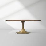 Aero Oval Solid Wood Dining Table Tulip Round Dining Table with Cast Steel Base - Image 5