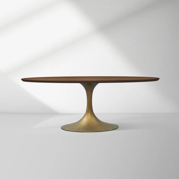 Aero Oval Solid Wood Dining Table Tulip Round Dining Table with Cast Steel Base - Image 5