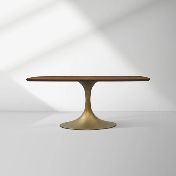Aero Saint Germain Solid Oak Top Dining Table Tulip Rectangular Dining Table with Launette Base - Image 44