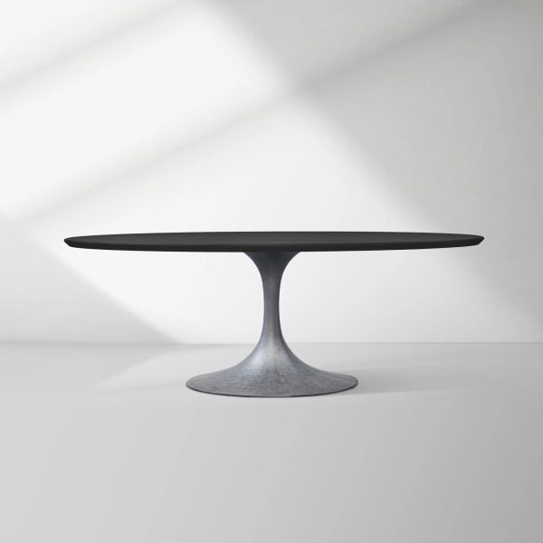 Aero Oval Solid Wood Dining Table Tulip Round Dining Table with Cast Steel Base - Image 21